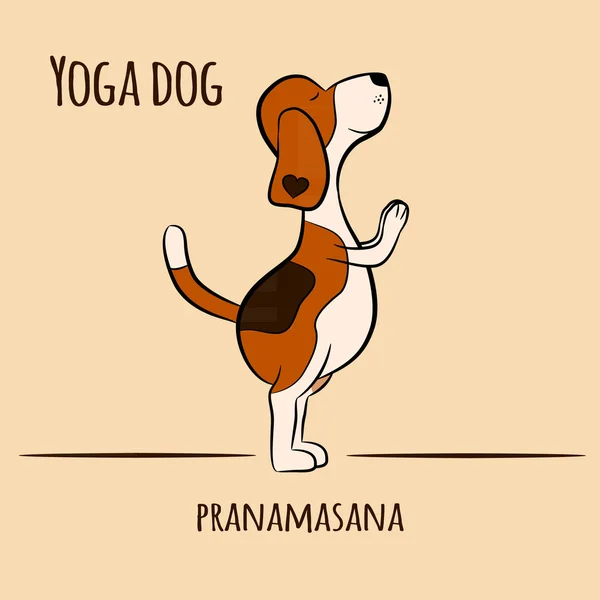 Drôle de chien faisant position de yoga de Surya Namaskara — Image vectorielle