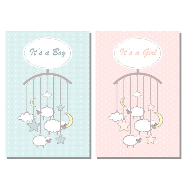 Baby shower boy and girl invitation card — Stockvector