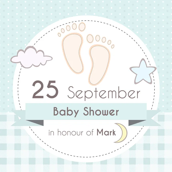 Bébé douche garçon invitation carte — Image vectorielle