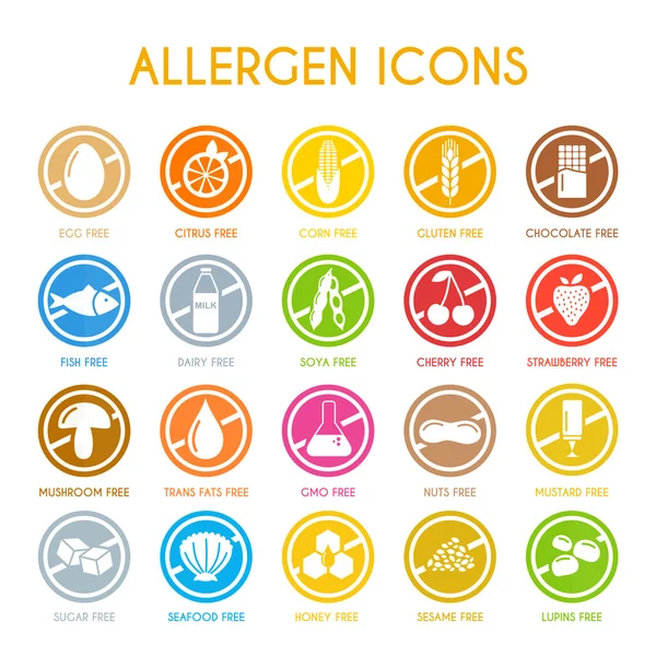 Allergen icons vector — Stock Vector