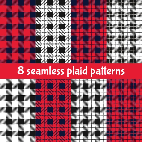 Plaid and Buffalo Check Patterns — 图库矢量图片