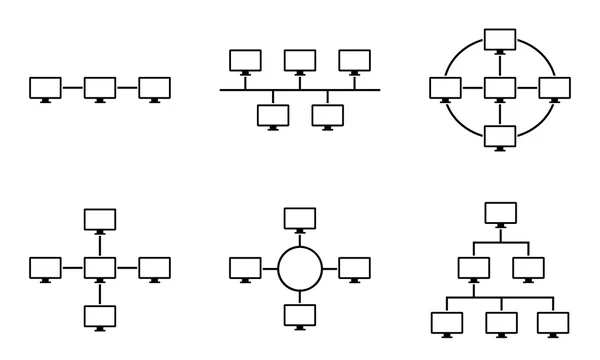 Red topología conexión a Internet vector ilustración — Vector de stock