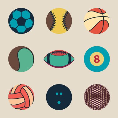 Spor top simgesi vintage vektör çizim topluluğu