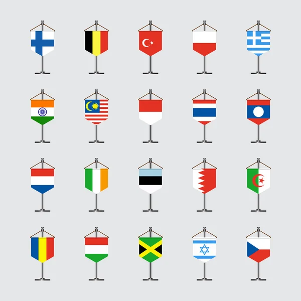 Zestaw flagi narodowej z ilustracji wektorowych stojak — Wektor stockowy