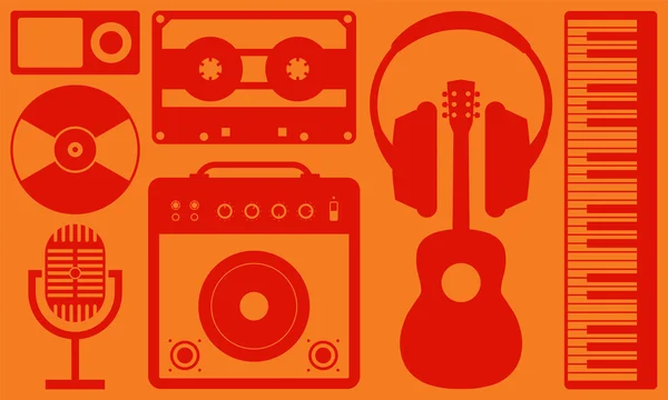 Instrumento de música fundo design plano vetor ilustração — Vetor de Stock