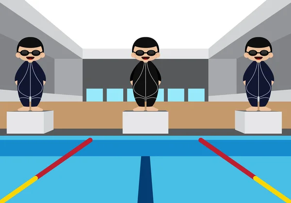 Piscina com natação atleta ilustração vetorial —  Vetores de Stock