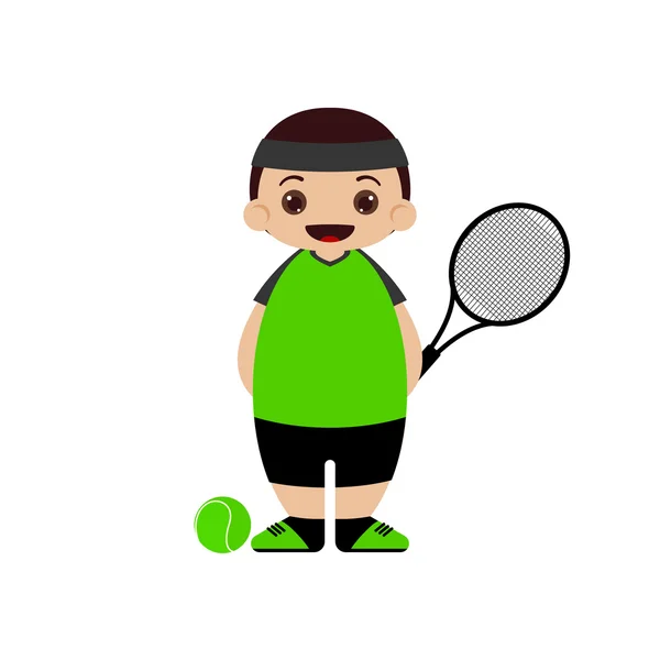 Illustration vectorielle de joueur de tennis de bande dessinée — Image vectorielle