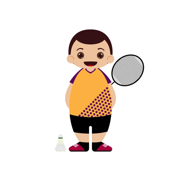 Illustration vectorielle de joueur de badminton de bande dessinée — Image vectorielle