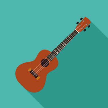 Ukulele düz tasarım vektör çizim yeşil zemin üzerine