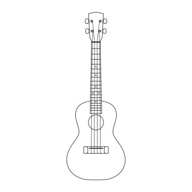 Ukulele simgesi anahat vektör çizim beyaz arka plan üzerinde
