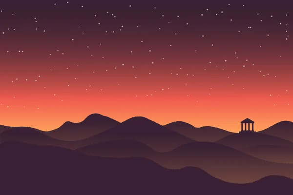 Abstrakte Hintergrund Landschaft Sonnenuntergang Silhouette Berglandschaft — Stockvektor