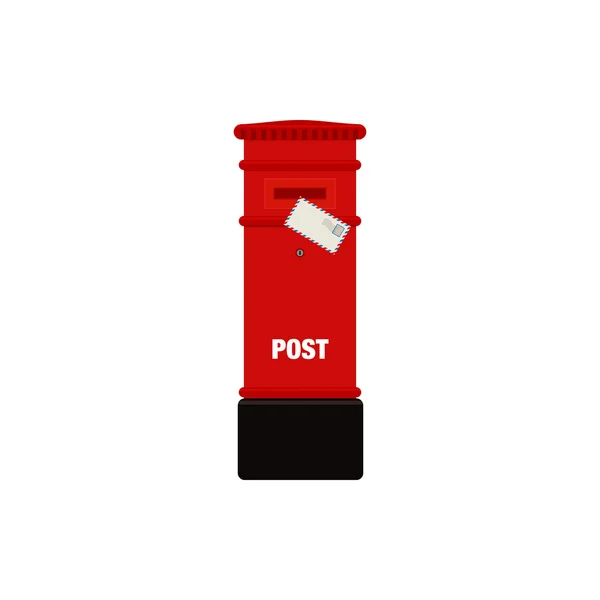 Red mail post box vector illustration isolated on white background — Stock Vector