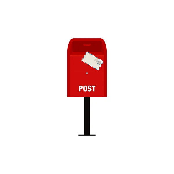 Red mail post box vector illustration isolated on white background — Stock Vector