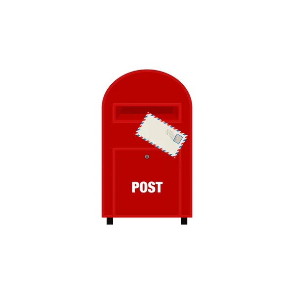 Czerwony poczta skrzynka pocztowa wektor ilustracja na białym tle — Wektor stockowy