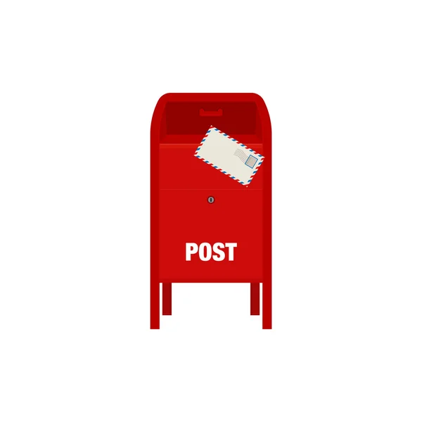 Buzón de correo rojo ilustración vectorial aislado sobre fondo blanco — Vector de stock