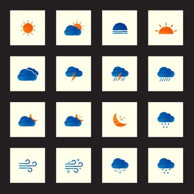 Renkli kroki hava simgeler koleksiyonu illüstrasyon vektör