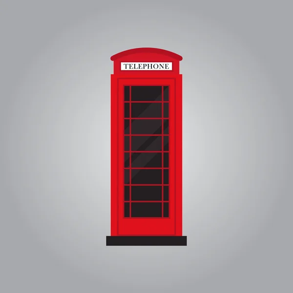 Röd retro telefonkiosk platt design vektor illustration — Stock vektor