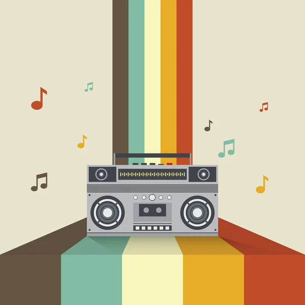 Boombox retro vintage tarzı vektör çizim