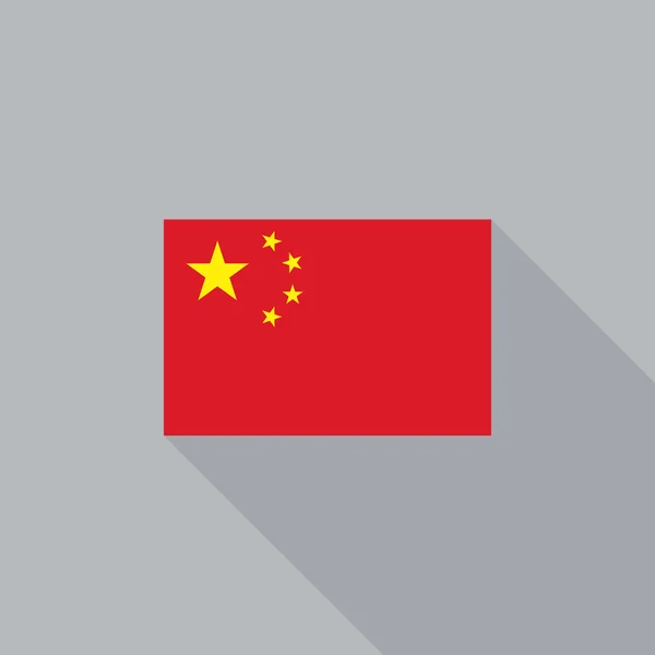 Ilustrasi vektor desain datar bendera China - Stok Vektor