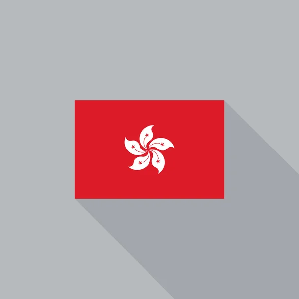 Ilustrasi vektor desain datar bendera Hong Kong - Stok Vektor