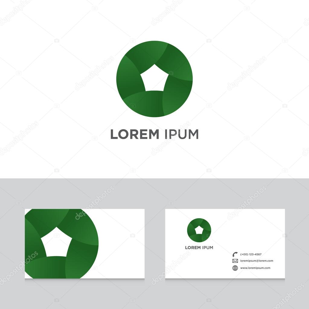 Abstract green circle logo icon design elements on business card template vector illustration