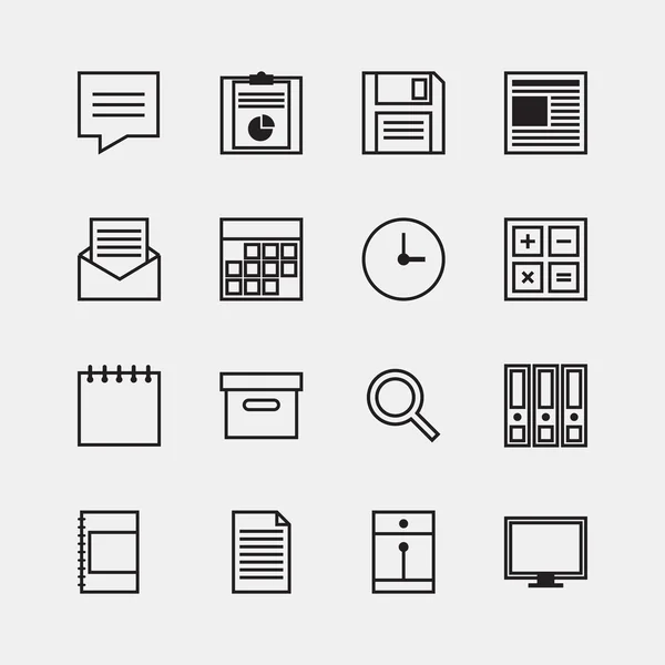 Set di business office lavoro contorno icone disegno vettoriale illustrazione — Vettoriale Stock
