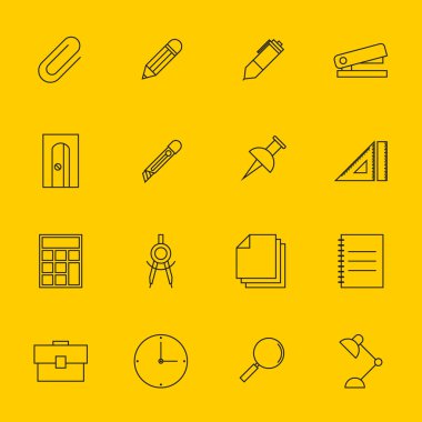 Vektör çizim eğitim Kırtasiye anahat simgesini ayarla