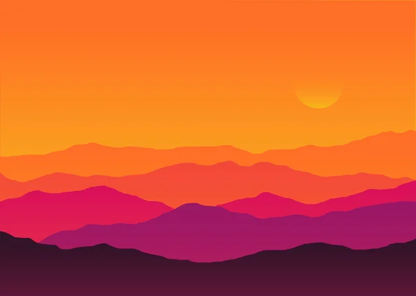 Fond abstrait coucher de soleil silhouette paysage de montagne — Image vectorielle