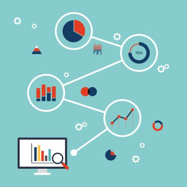 İş verilerini analytics Infographic düz tasarlamak vektör