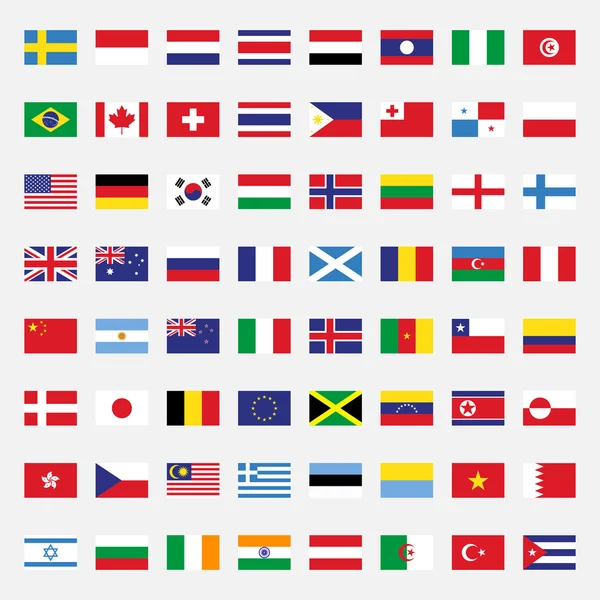 Набір прапорів плоский дизайн Векторні ілюстрації — стоковий вектор