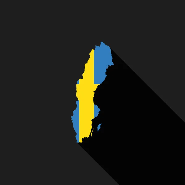 Sverige flagga karta platt design vektorillustration — Stock vektor