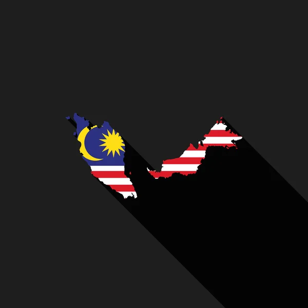 Mapa de la bandera de Malasia diseño plano vector ilustración — Vector de stock