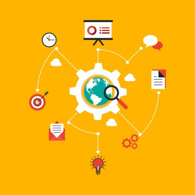 İş veri Infographic düz tasarım vektör çizim arama