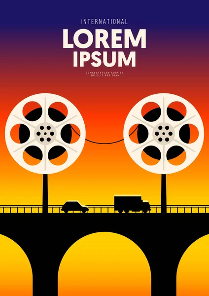 Plakat Filmowy Wzór Tła Rocznika Rolki Filmu Element Projektu Może — Wektor stockowy