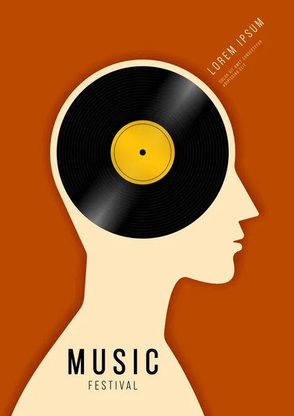 Modèle Affiche Musique Fond Modèle Avec Disque Vinyle Style Rétro — Image vectorielle