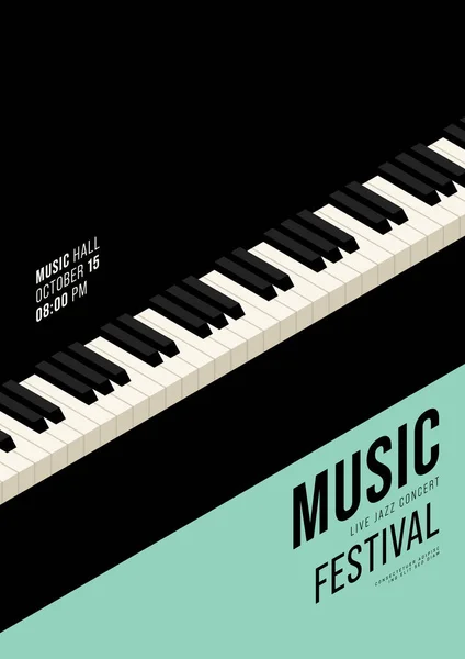 Modèle Affiche Musique Fond Décoratif Avec Piano Isométrique Modèle Élément — Image vectorielle