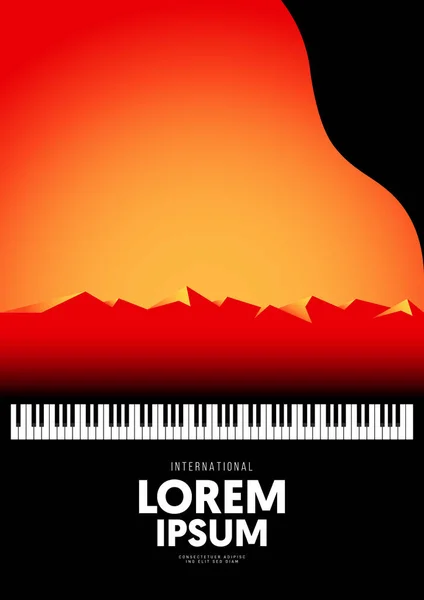 Design Cartaz Música Fundo Modelo Decorativo Com Piano Baixa Paisagem — Vetor de Stock