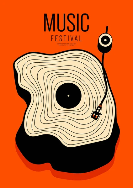 Plantilla Diseño Póster Musical Fondo Con Disco Vinilo Vintage Muñón — Archivo Imágenes Vectoriales