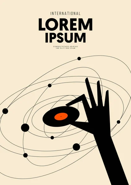 Müzik posteri tasarımı arka plan dekoratifi ve vinil plaklı. Tasarım ögesi şablonu arkaplan, bayrak, broşür, broşür, broşür, baskı, yayın, vektör ilülasyonu için kullanılabilir