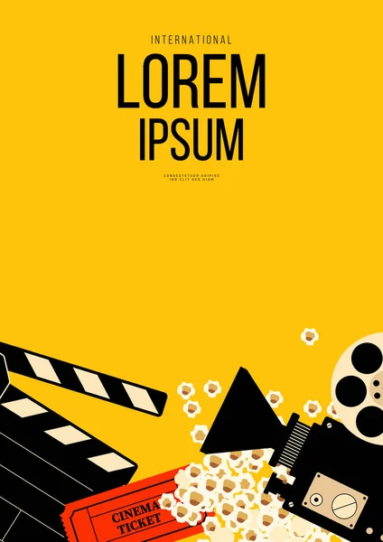 Movie And Film Poster Design Template Background With Vintage Film Reel.  Can Be Used For Backdrop, Banner, Brochure, Leaflet, Flyer, Print,  Publication, Vector Illustration Royalty Free SVG, Cliparts, Vectors, and  Stock Illustration.