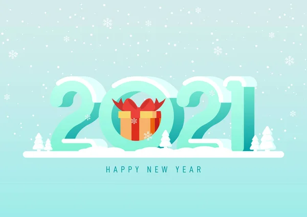 2021 Frohes Neues Jahr Hintergrund Dekorativ Mit Flachen Design Typografie — Stockvektor