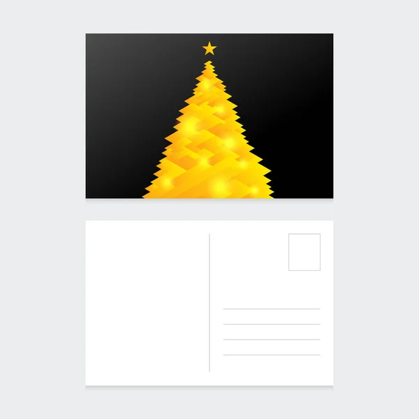 メリークリスマスと幸せな新年のポストカードデザインテンプレート背景装飾冬の風景フラットデザイン ベクトルイラスト — ストックベクタ