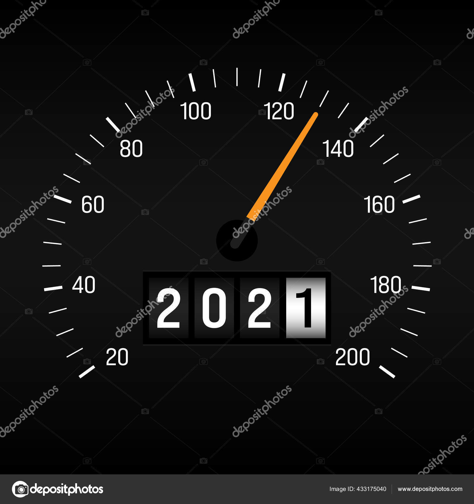 Happy New Year 2021 Concept Background Decorative Odometer Number