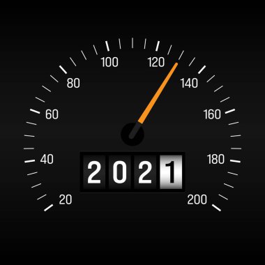 Happy new year 2021 concept background decorative with odometer number counter. Design element can be used for greeting card, postcard, backdrop, brochure, publication, banner, vector illustration clipart