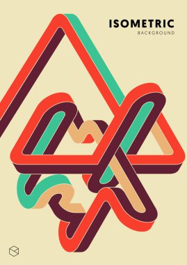 Soyut izometrik şekil tasarım şablonu arka plan modern sanat tarzı. Tasarım ögesi poster, arkaplan, yayın, broşür, broşür, broşür, broşür, illüstrasyon için kullanılabilir