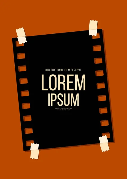 Film ve film poster tasarım şablonu ve klasik retro film şeridi. Arkaplan, pankart, broşür, broşür, broşür, broşür, baskı, yayın, vektör illüstrasyonu için kullanılabilir