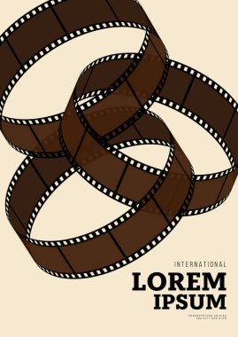 Klasik film şeritli film ve film afişi tasarım şablonu. Arkaplan, pankart, broşür, broşür, broşür, broşür, baskı, yayın, vektör illüstrasyonu için kullanılabilir