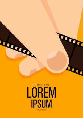 Klasik film şeritli film ve film afişi tasarım şablonu. Arkaplan, pankart, broşür, broşür, broşür, broşür, baskı, yayın, vektör illüstrasyonu için kullanılabilir