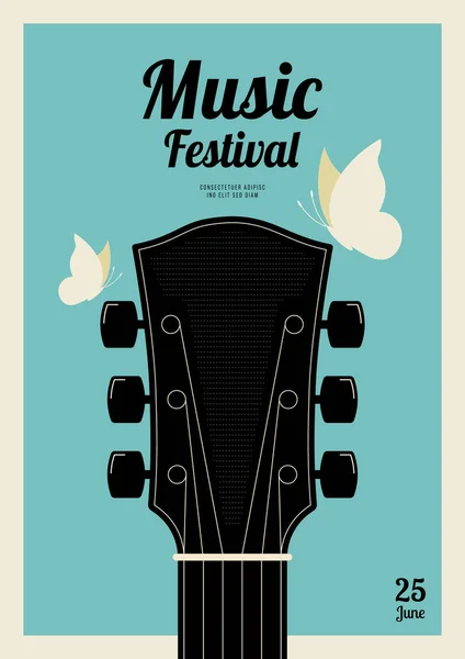 Music Festival Poster Design Template Background Decorative Guitar Design Element — Stock Vector