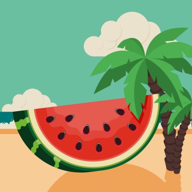 Yaz zamanı ve mutlu tatil konsepti tasarımı güzel plajlı arka plan dekorasyonu. Yazdırma, yayınlama, broşür, arkaplan, broşür, broşür, broşür, afiş, afiş, vektör ilülasyonu için kullanılabilir